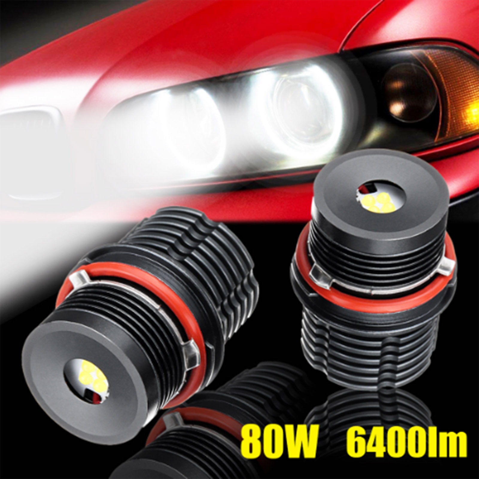 New 80W 1pair LED Angel Eyes Marker Lights LED Angel Eyes Halo Ring Marker Light Bulb Replacement for BMW X5 E39 E53 E60 E63