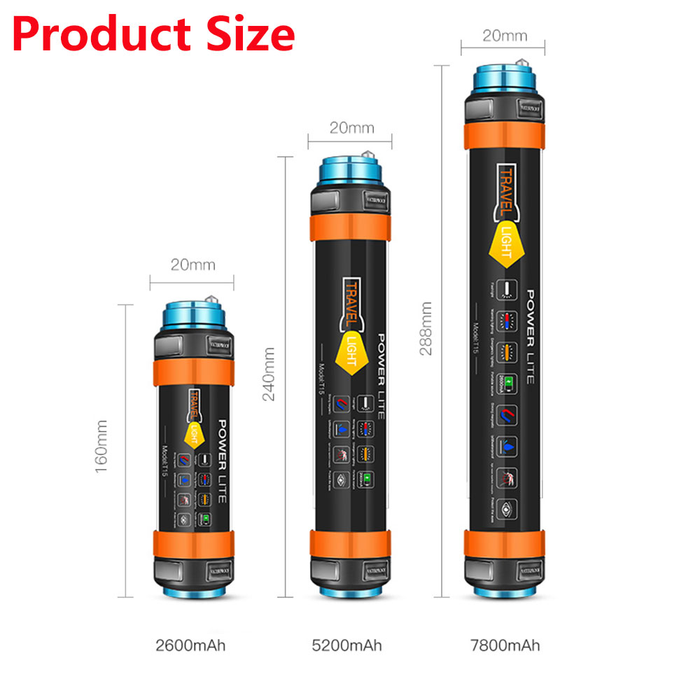 7800mAH USB LED Camping Lantern Tent Light Lamp IP68 Waterproof Rechargeable Magnetic Hiking Working Fishing SOS Flashlight 6Mod