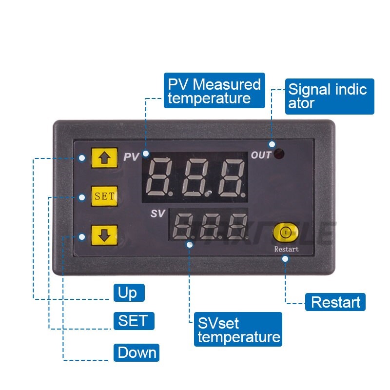 W3230 Microcomputer Temperature Controller Digital Thermostat Regulator Red and Blue LED Display Heating Cooling Controller