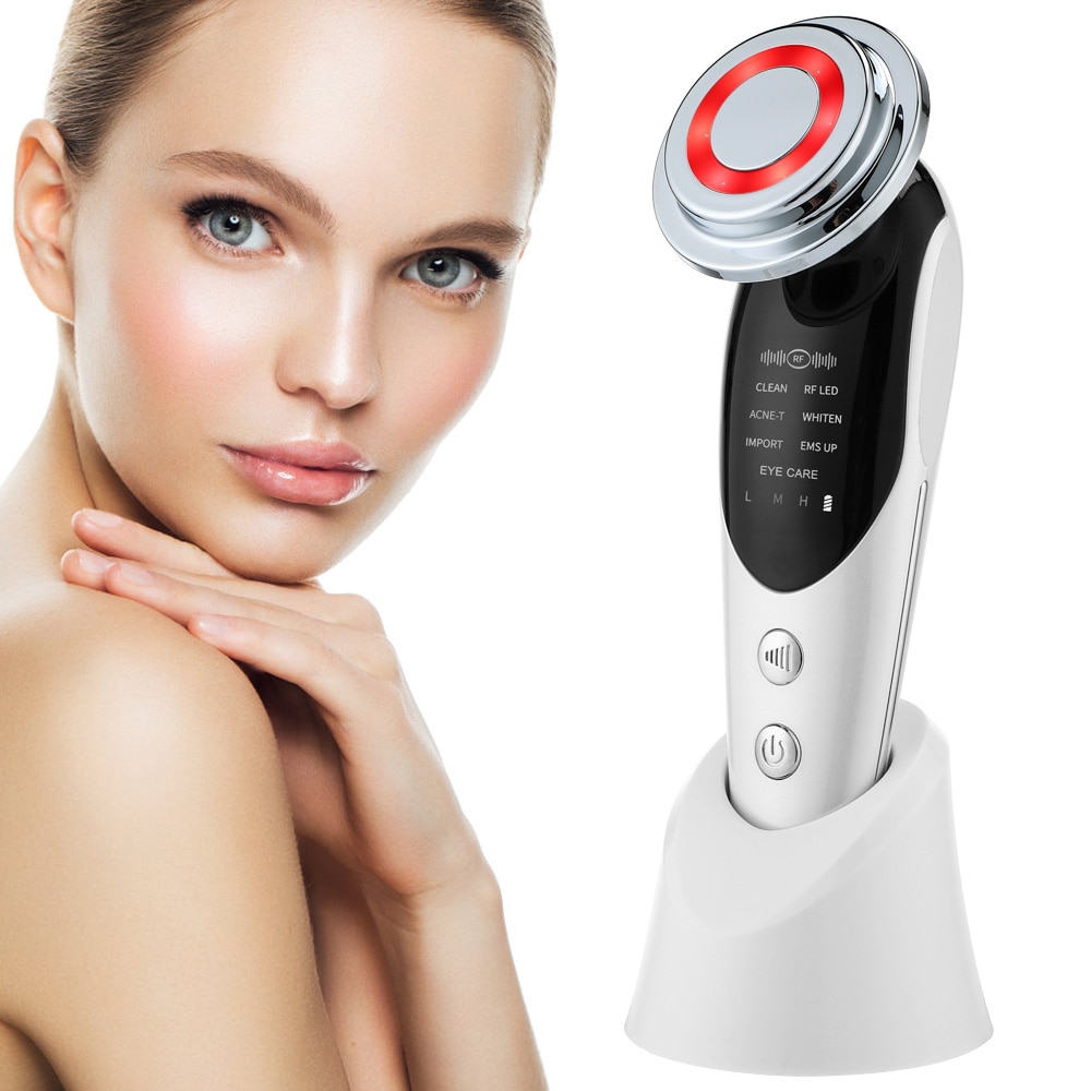 7 in 1 RF&EMS Micro Current Lifting Device Vibration LED Face Skin Rejuvenation Wrinkle Remover Anti-Aging Facial Beauty Device