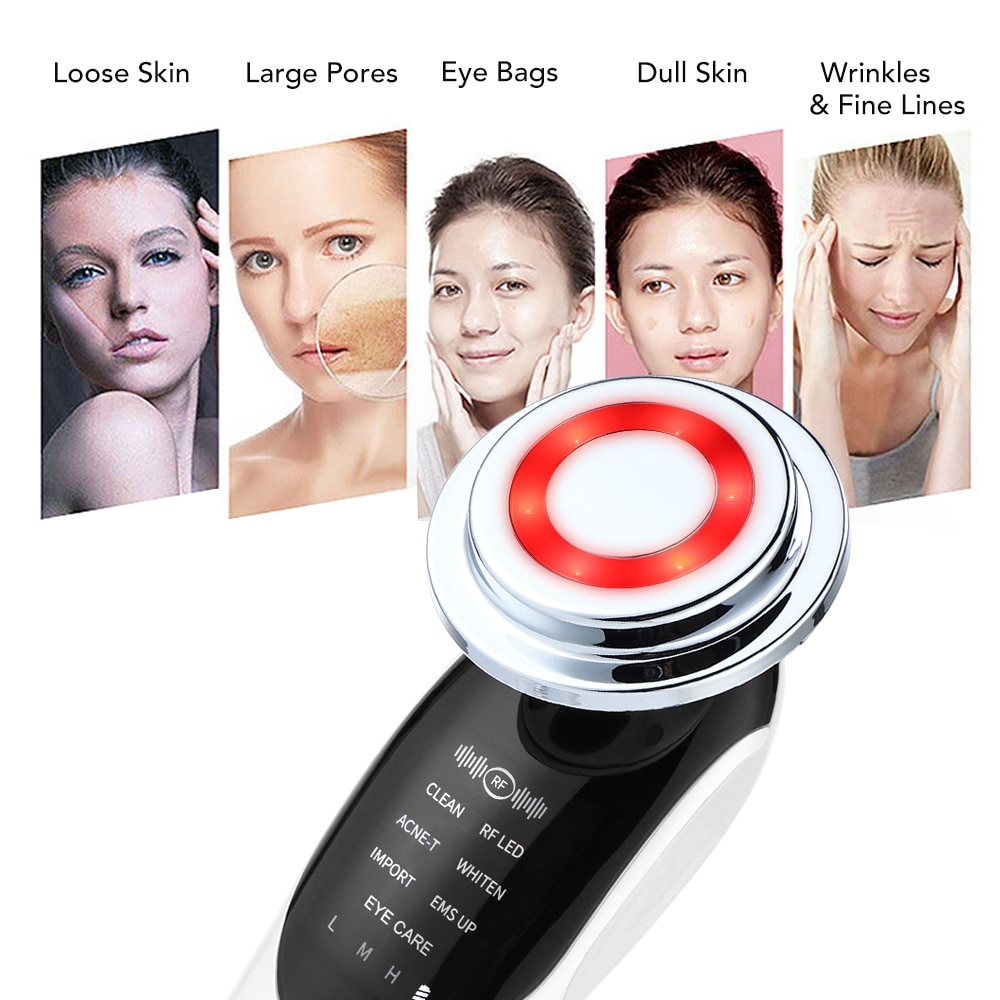 7 in 1 RF&EMS Micro Current Lifting Device Vibration LED Face Skin Rejuvenation Wrinkle Remover Anti-Aging Facial Beauty Device