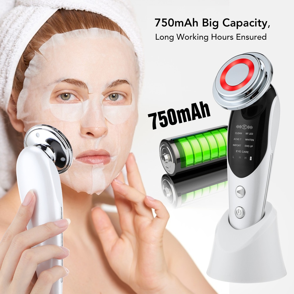 7 in 1 RF&EMS Micro Current Lifting Device Vibration LED Face Skin Rejuvenation Wrinkle Remover Anti-Aging Facial Beauty Device