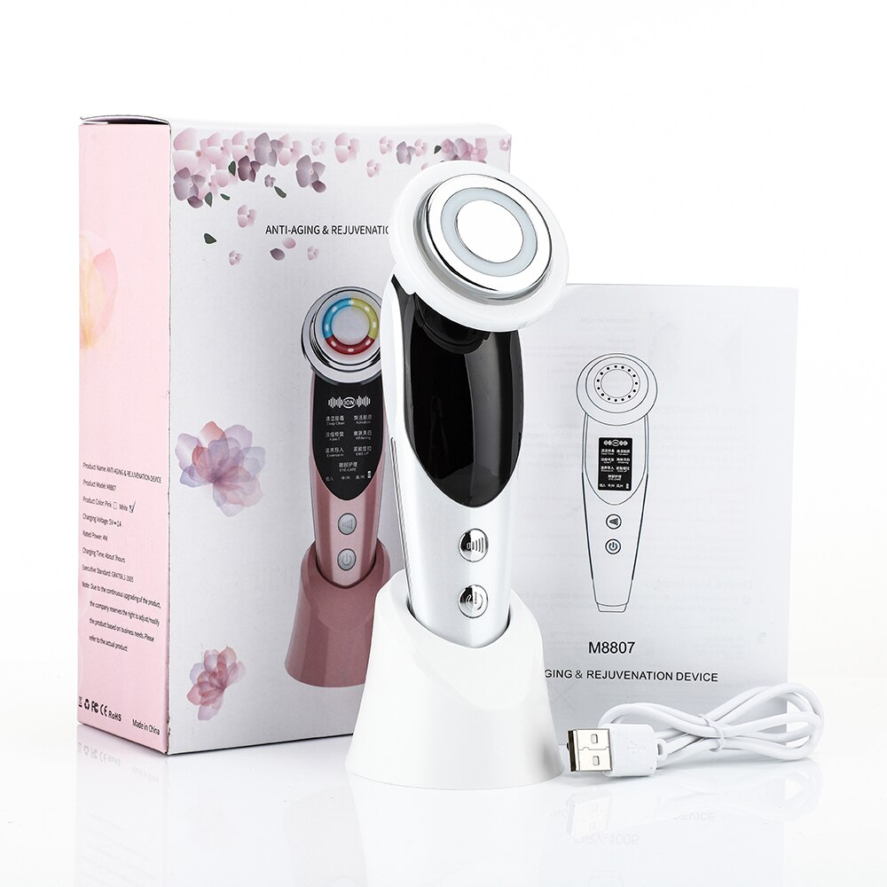 7 in 1 RF&EMS Micro Current Lifting Device Vibration LED Face Skin Rejuvenation Wrinkle Remover Anti-Aging Facial Beauty Device