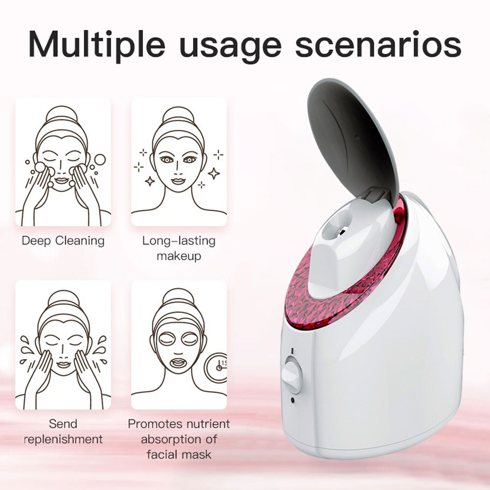led Facial Steamer Nano Mist Sprayer Deep Cleaning Ionic Face Sprayer Steamer Machine Nourish Diffuser Spa Beauty Skin Care