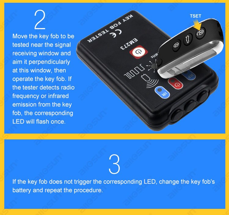 LED Key Fob Frequency Tester Checker Finder Wireless Radio Frequency Remote Control EM273 ALL SUN