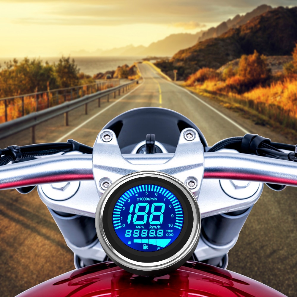 LED LCD Tachometer Indicator Retro LCD Odometer Scooter ATV Meter Motorcycle Digital Speedometer Universal Fuel Meter