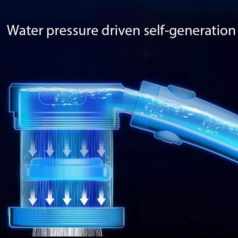 Led Shower Head With Stop Button Water Saving Rainfall Temperature Sensor Bathroom Shower Head High Pressure Filter Set