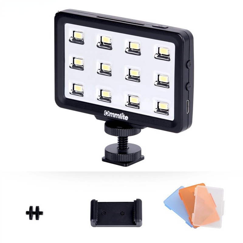 LED Video Light Commlite CM-PL12B II High CRI>95 Super bright Portable Multi-functional Mini Video Light for Smartphones Cameras