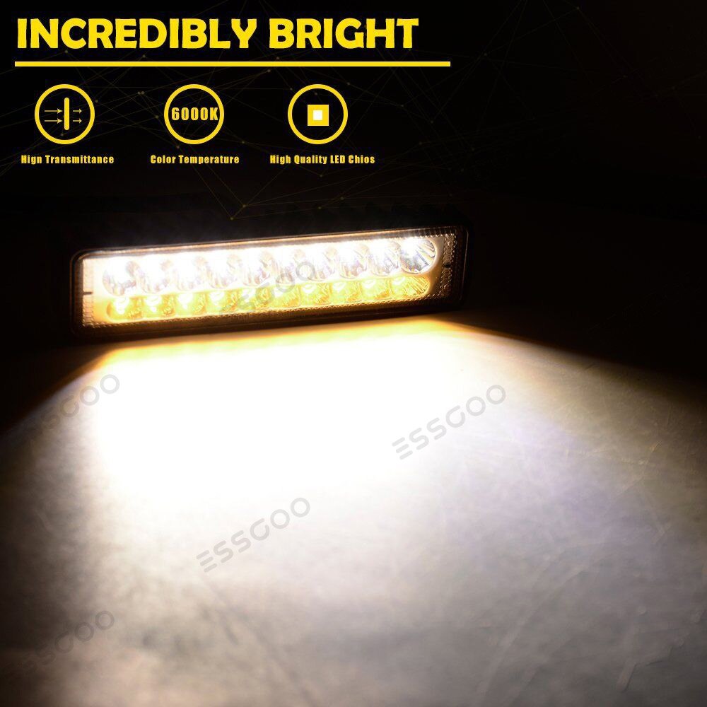 6 Inch Led Work Light 60W Combo Yellow And White Flood WorkLight IP68 Waterproof Lamp For SUV Off-Road Truck Lights 12V /24V