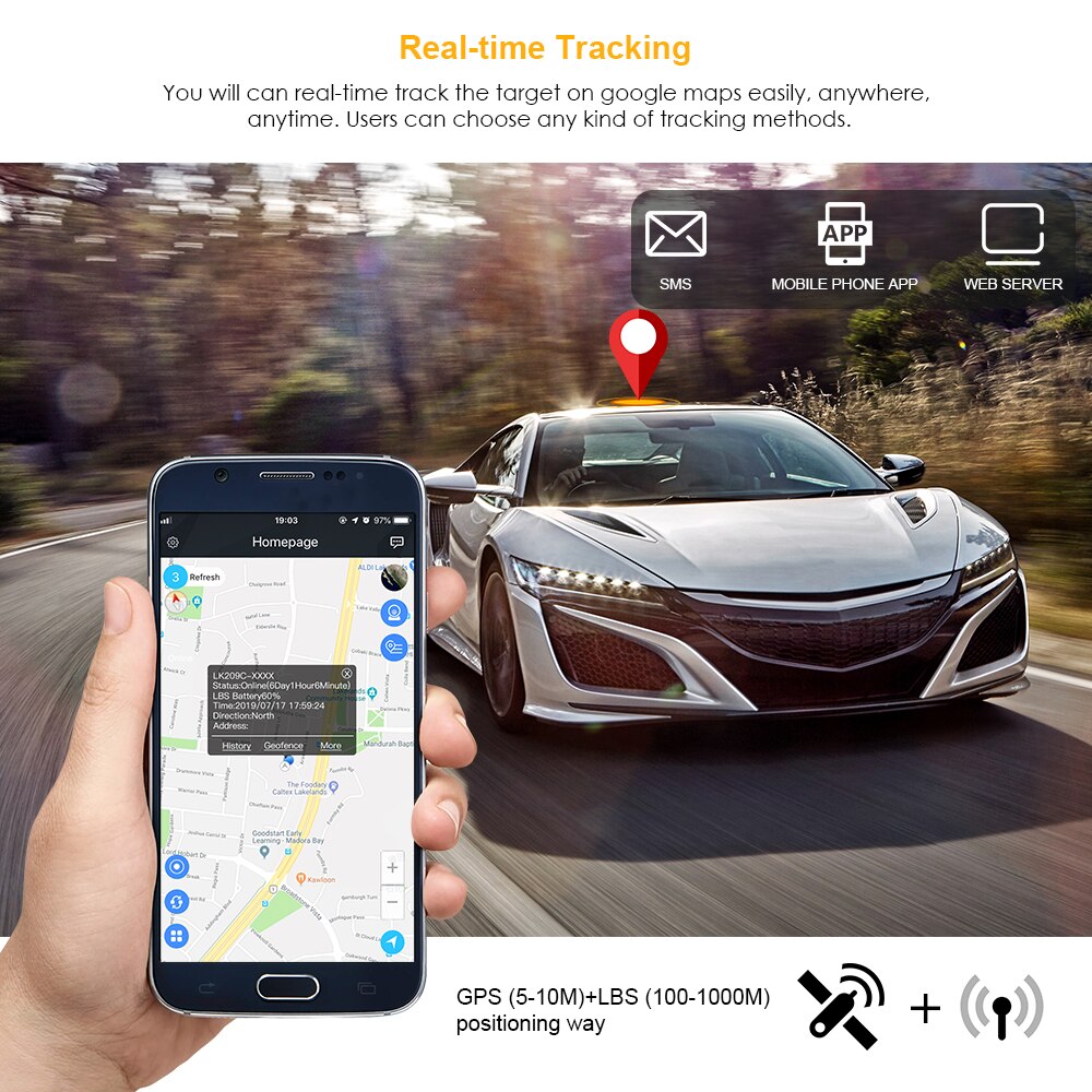 LK209C Car GPS Tracker 20000mAh 240 Days Standby Vehicle Car Tracker Waterproof 2G GPS Locator Tracker Magnets Drop Shock Alarm