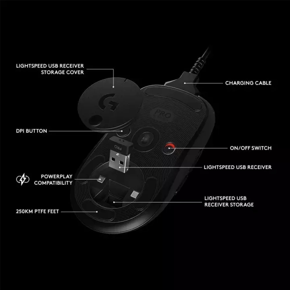 Logitech G PRO Wireless Gaming Mouse 16K DPI Sensor LIGHTSPEED RGB Dual Mode Top Gaming Mice POWERPLAY 100% Original