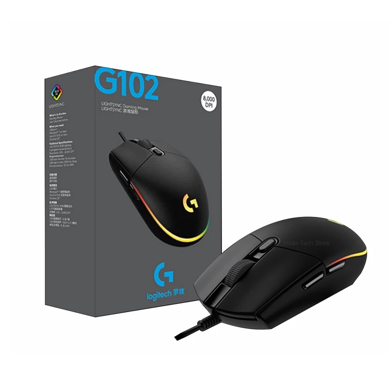 Logitech G102 LIGHTSYNC 2nd Gen Gaming Wired Mouse  Backlit Mechanical Side Button Glare Gaming Mice USB Home Office Mice