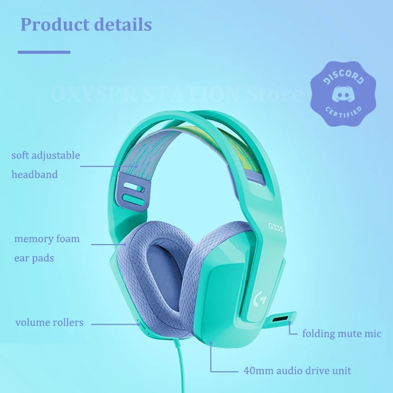 Logitech G335 Wired Gaming Headset Wired Gaming Headset With Microphone Virtual 7.1 Surround Stereo 3.5 mm Game Headphone For Gamer 100% Original