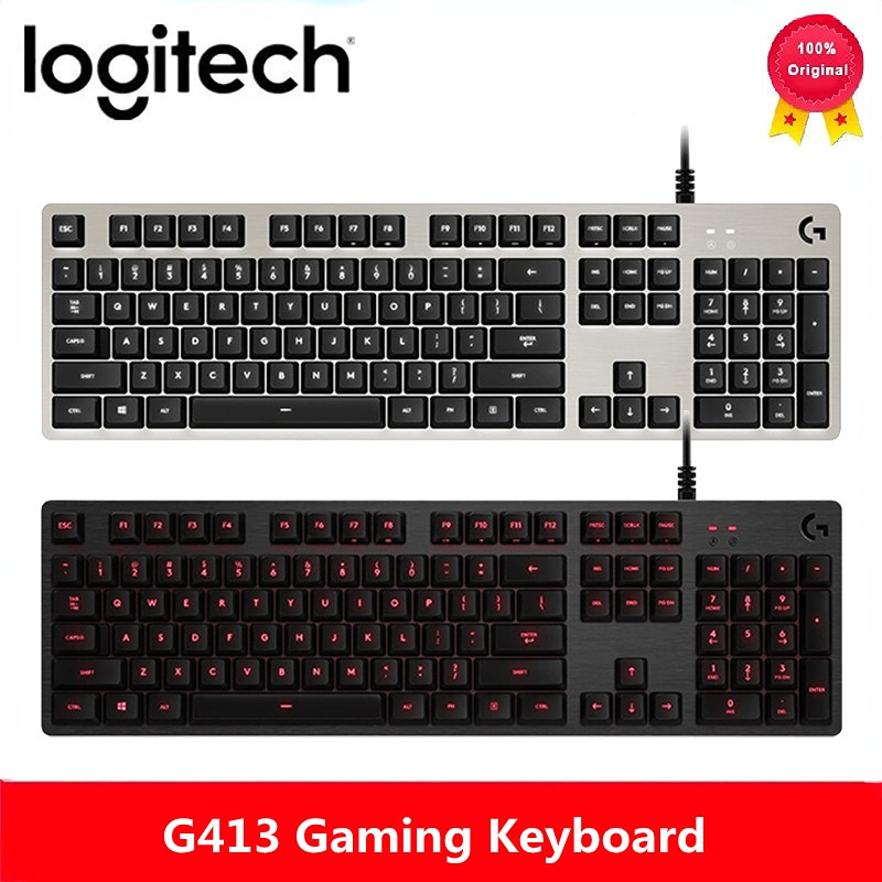 Logitech G413 Gaming Keyboard Backlight Slim Full-Size Backlit Mechanical Aluminum Alloy Keyboard For Desktop Laptop PC Gaming