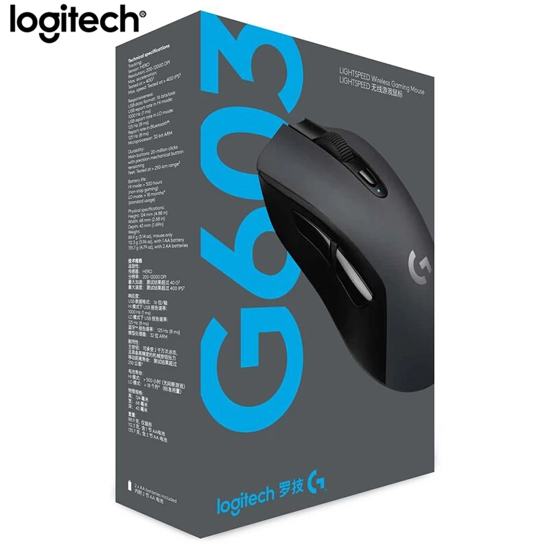 Logitech G603 Wireless Gaming Mouse Lightspeed Optical 12000DPI Bluetooth Mouse HERO Dual Connectivity Mice for Mouse Gamer