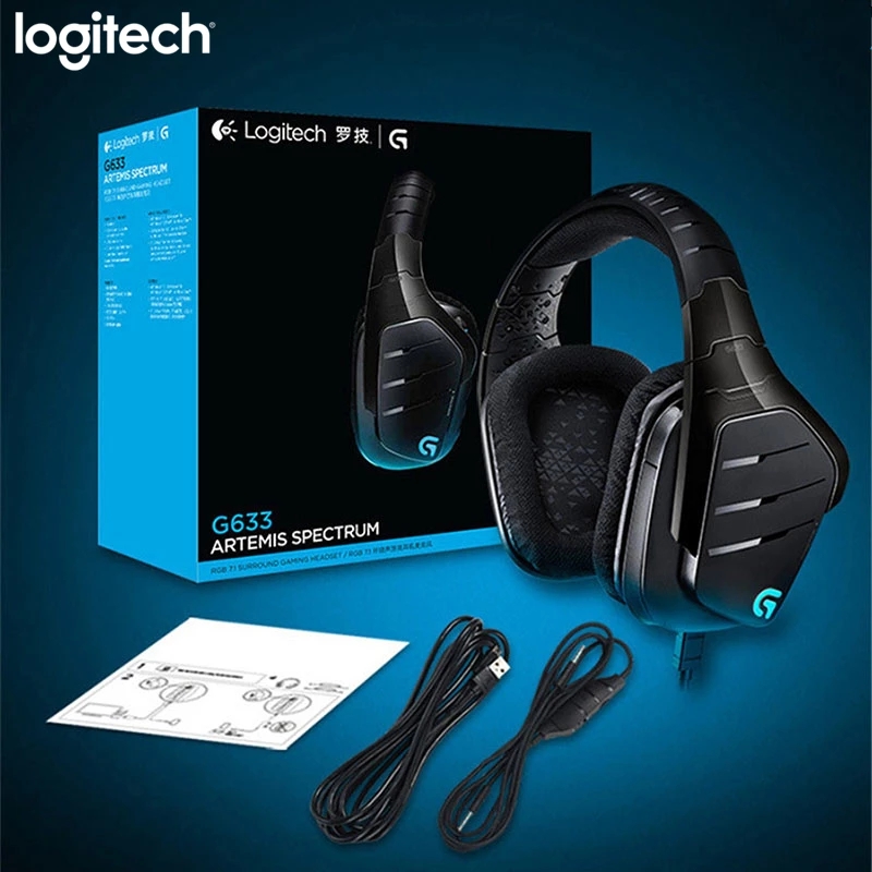 New Logitech G633S GAMING HEADSET RGB 7.1 SURROUND Sound Gaming Headphone With Microphone For Mouse Gamer 100% Original