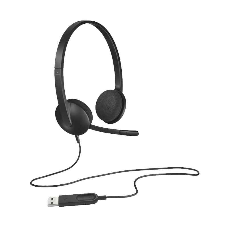 Logitech H340 Wired Headset USB Computer Headphone for Video Chat Computer Office Wired Headset 100% Original