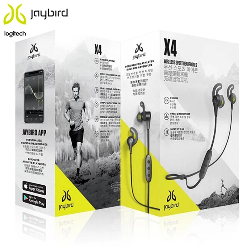 Logitech AXIS-524 Jaybird X4 Wireless Bluetooth Sport Earphones Neck Type IPX7 Waterproof Sweatproof 8 Hours Battery Life 100% Original