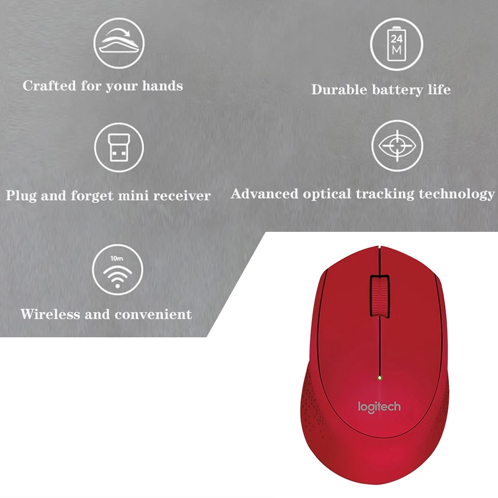 Logitech M280 Wireless Mouse 1000DPI 3 Buttons Optical Gaming Mice 2.4GHz with USB Nano Receiver For PC Laptop 100% Original