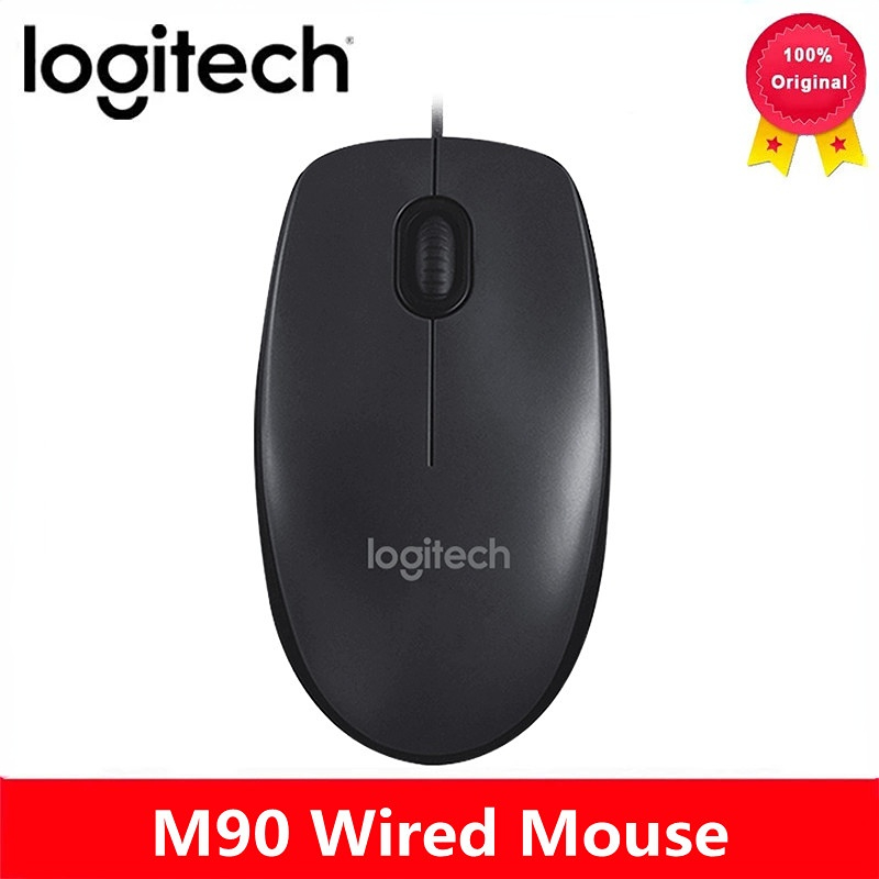 Logitech M90 Wired Mouse Ergonomic Design Optical Mouse Gaming Office Mice For PUBG LOL Laptop Desktop PC 100% Original