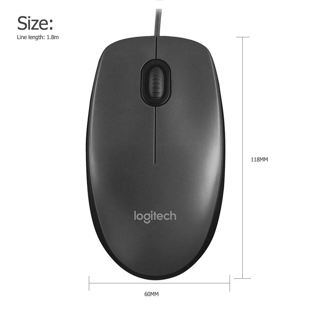 Logitech M90 Wired Mouse Ergonomic Design Optical Mouse Gaming Office Mice For PUBG LOL Laptop Desktop PC 100% Original