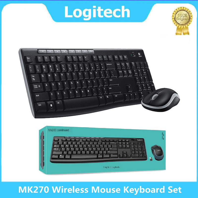 Logitech MK270 Mouse Keyboard Combo Set 2.4G Wireless Optical Mouse with Eight Shortcuts Long-lasting for Desktop Laptop PC