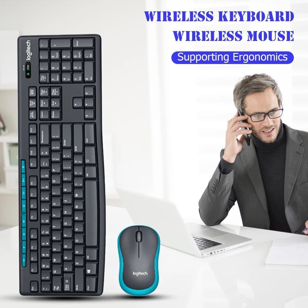 Logitech MK275 USB Wireless Keyboard Mouse Combo Waterproof Gaming LapTop Optical 1000DPI Ergonomics for Office Sets Original