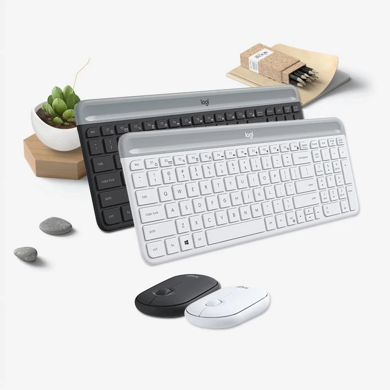Logitech MK470 Wireless Keyboard Mouse Combo 1000DPI Optical Slim Keboards Pebble Mice 2.4 GHz Keboards Mice Set 100% Original