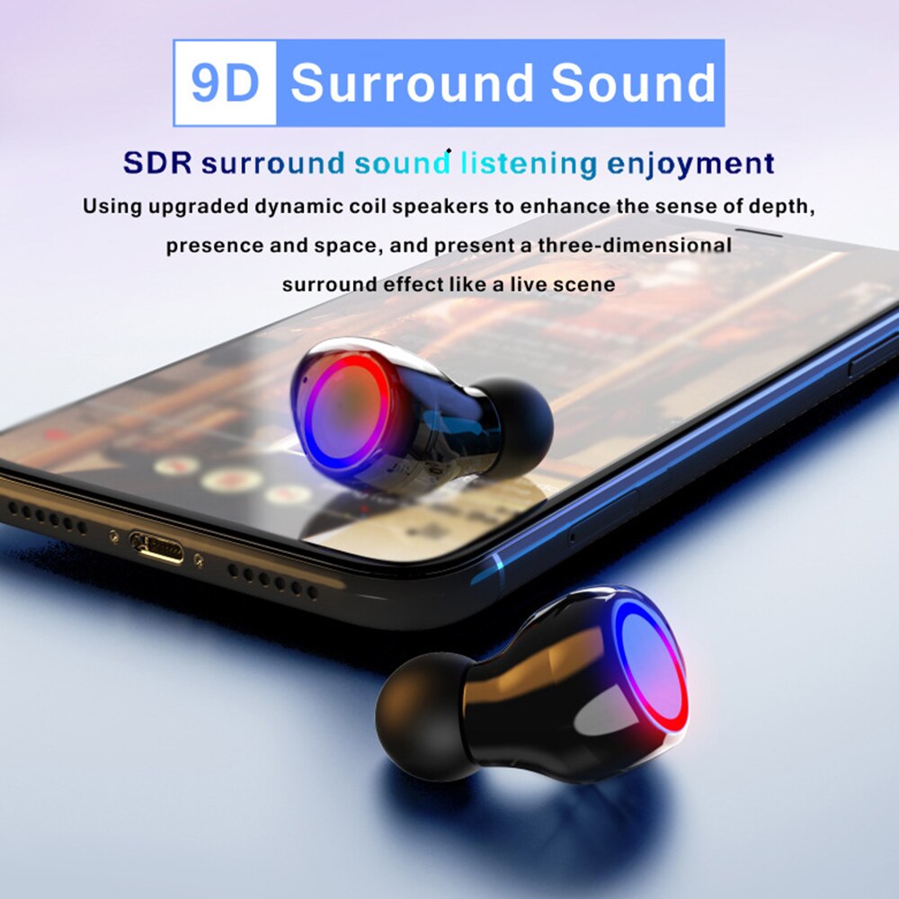 M12 TWS Earbuds Bluetooth 5.0 Wireless Headphones Mini Smart Headset with Mic Charging Box Digital LED Display Automatic Pairing