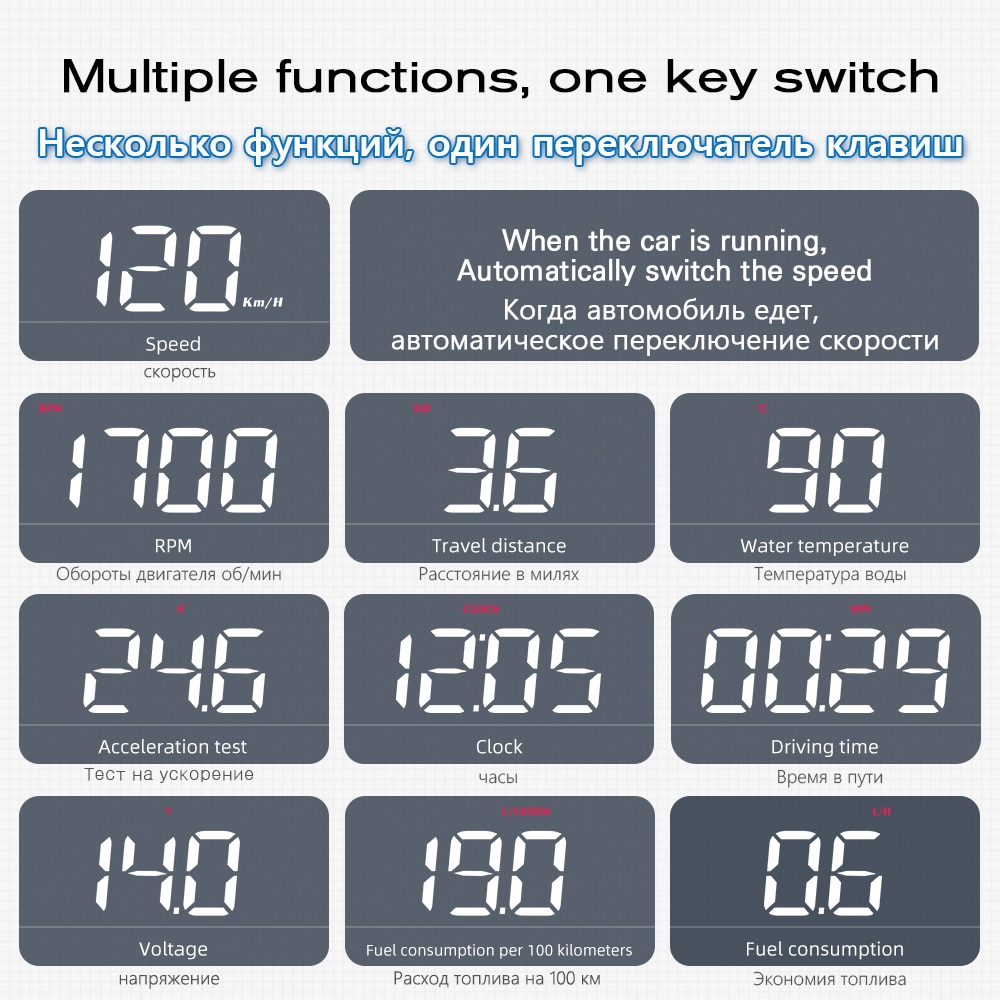 M5 HUD Head Up Display OBD2 On-board Computer Windshield Projector Car Digital Display Speedometer Auto Accessories