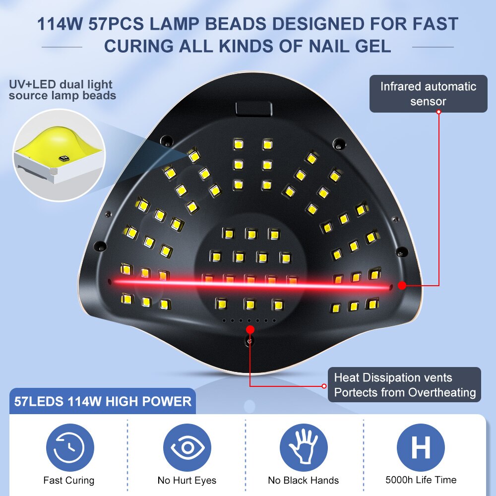 180W SUN X7 MAX UV LED Lamp for Manicure Nail Lamps Nail Dryer for Curing Nail Gel Nail Tools With Sensor LCD Display