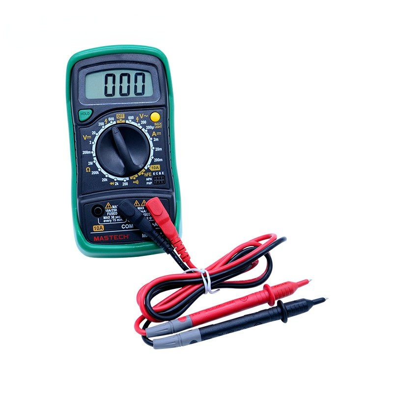 MAS830L Mini Digital Multimeter Handheld LCD Display DC Current Tester Backlight Data Hold Continuity Diode hFE Test