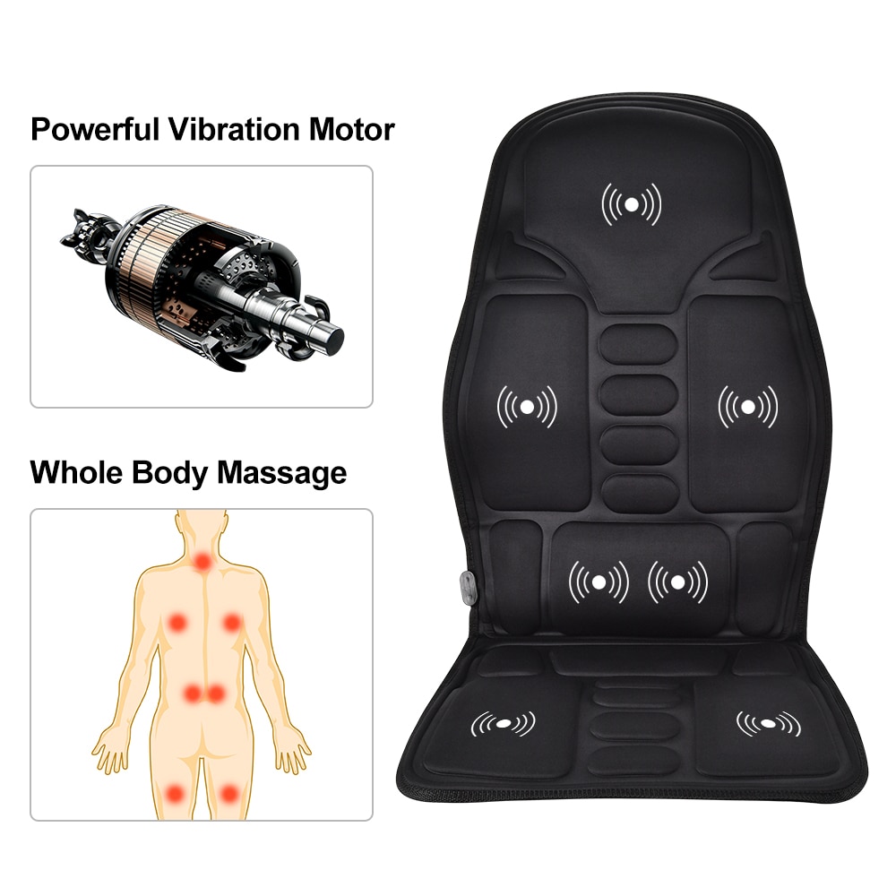 Massaging Chair Cussion Seat Pad Back Massager Electric Heating Vibrating For Car Home Office Lumbar Neck Pain Relief Massage