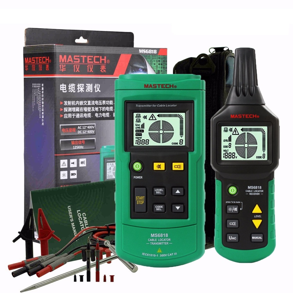 MS6818 Portable Professional Wire Cable Tracker Metal Pipe Locator Detector Tester Line Tracker Voltage12~400V