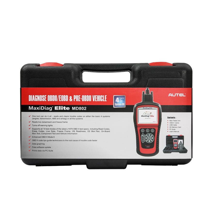 Original Autel MaxiDiag Elite MD802 for 4 System DS Model Supports Online Update