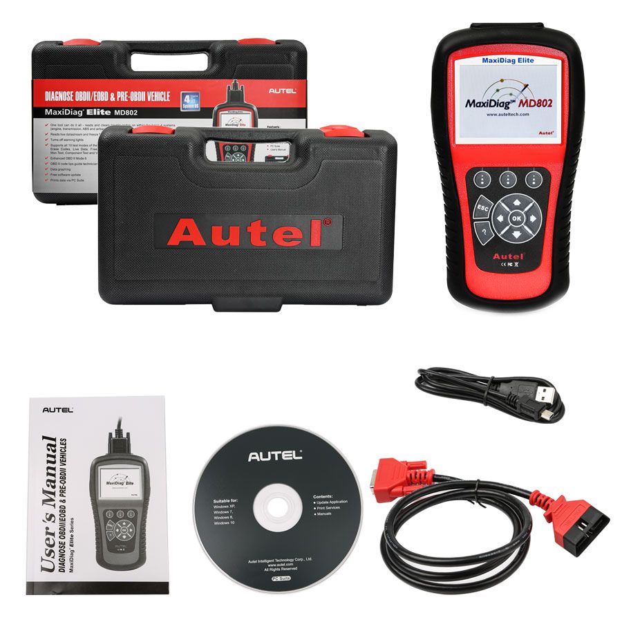 Original Autel MaxiDiag Elite MD802 for 4 System DS Model Supports Online Update