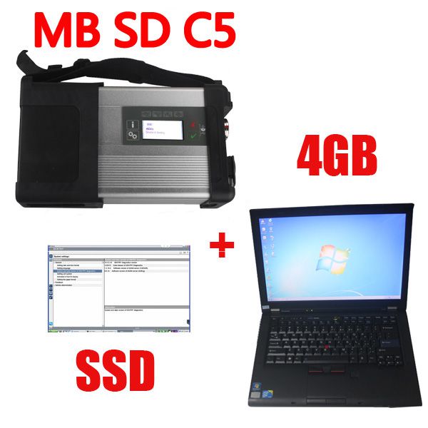 V2019.05 MB SD Connect C5 Star Diagnosis with 256GB SSD Software Plus Lenovo T410 4GB Second Hand Laptop With DTS Monaco & Vediamo