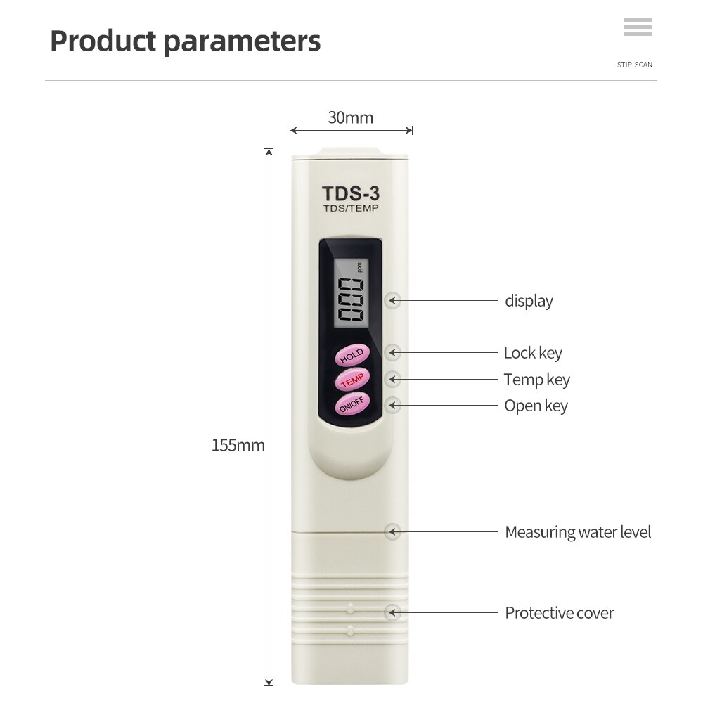 100pcs/lot by dhl fedex Digital TDS by HOLD TEMP BOTTON Filter Measuring Water Quality Purity Tester meter calibrate