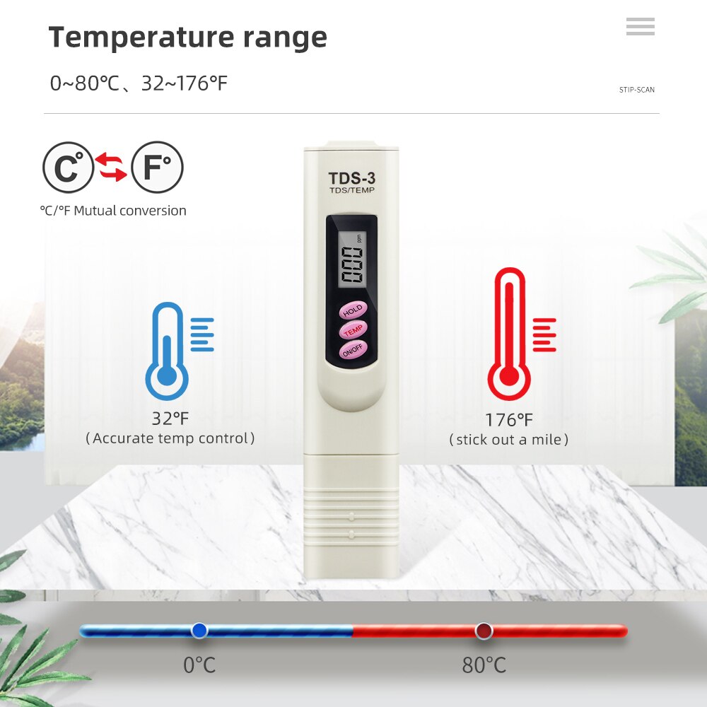 100pcs/lot by dhl fedex Digital TDS by HOLD TEMP BOTTON Filter Measuring Water Quality Purity Tester meter calibrate