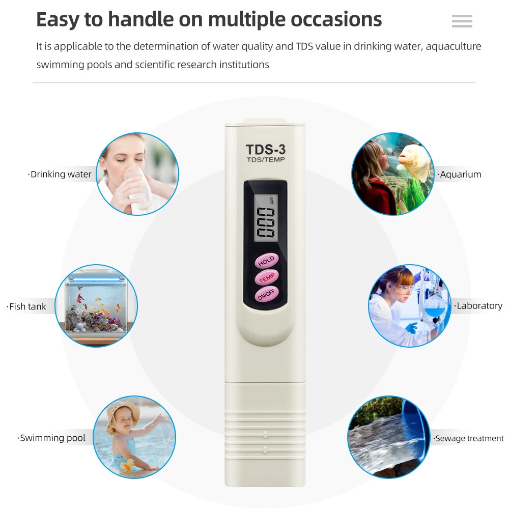 100pcs/lot by dhl fedex Digital TDS by HOLD TEMP BOTTON Filter Measuring Water Quality Purity Tester meter calibrate