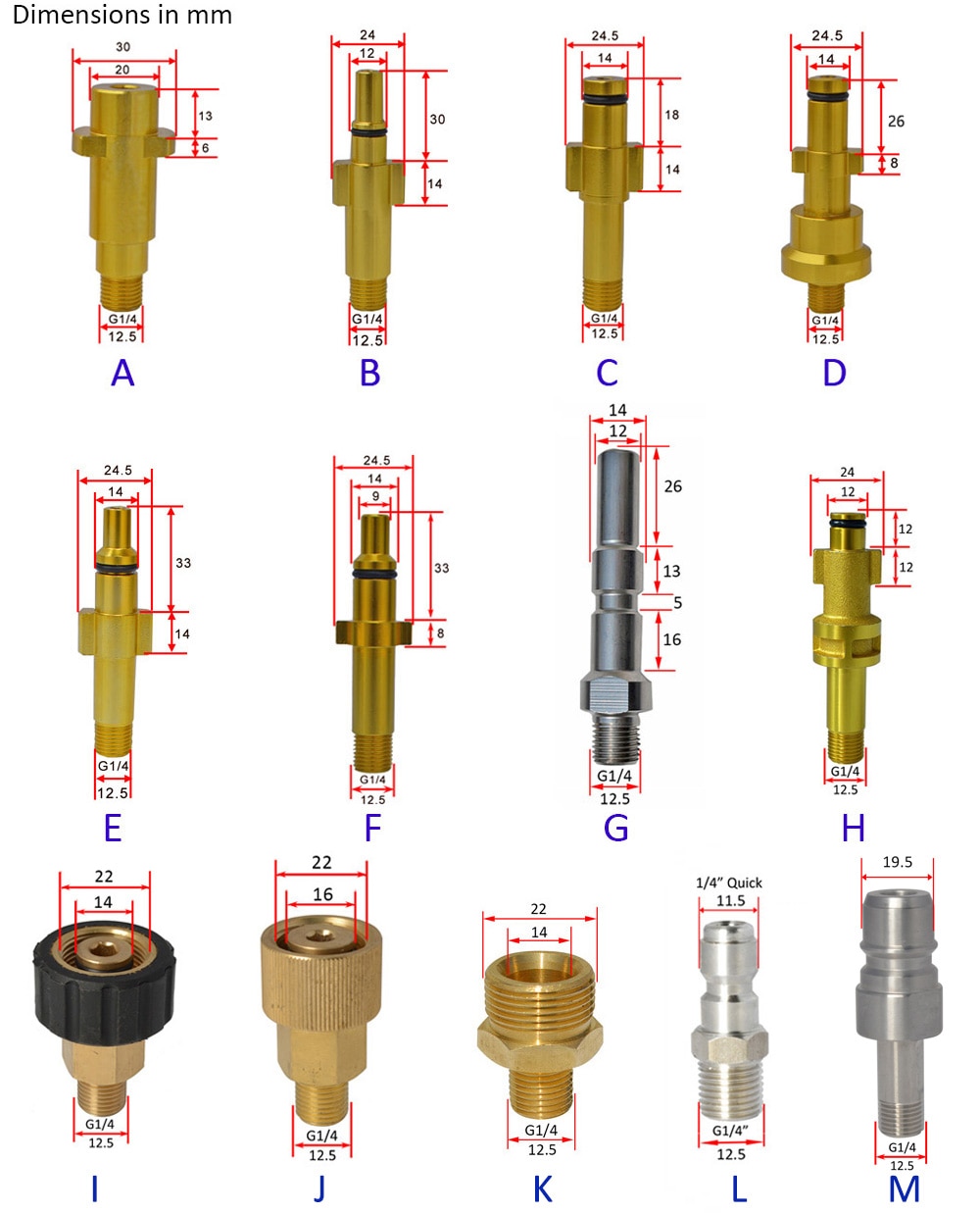 Metal Brass Adapter Foam Nozzle Foam Generator Foam Gun High Pressure Washer Soap Foamer for Nilfisk Karcher Huter Elitech Lavor