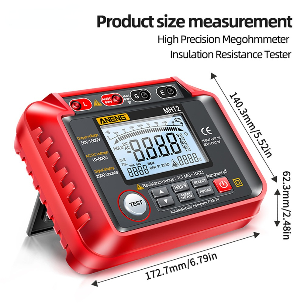 ANENG MH12 Digital Megohmmeter Meters Insulation Earth Resistance Meters Tester cable Megger Meter High Voltage Voltmeter