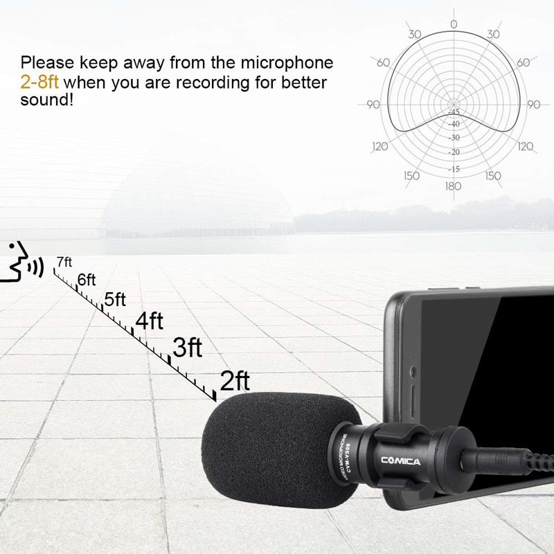 Microphone for Smartphone Comica CVM-VS08 Mini Cardioid Directional Video Phone Mic for iPhone Android Smartphone(with Windmuff)