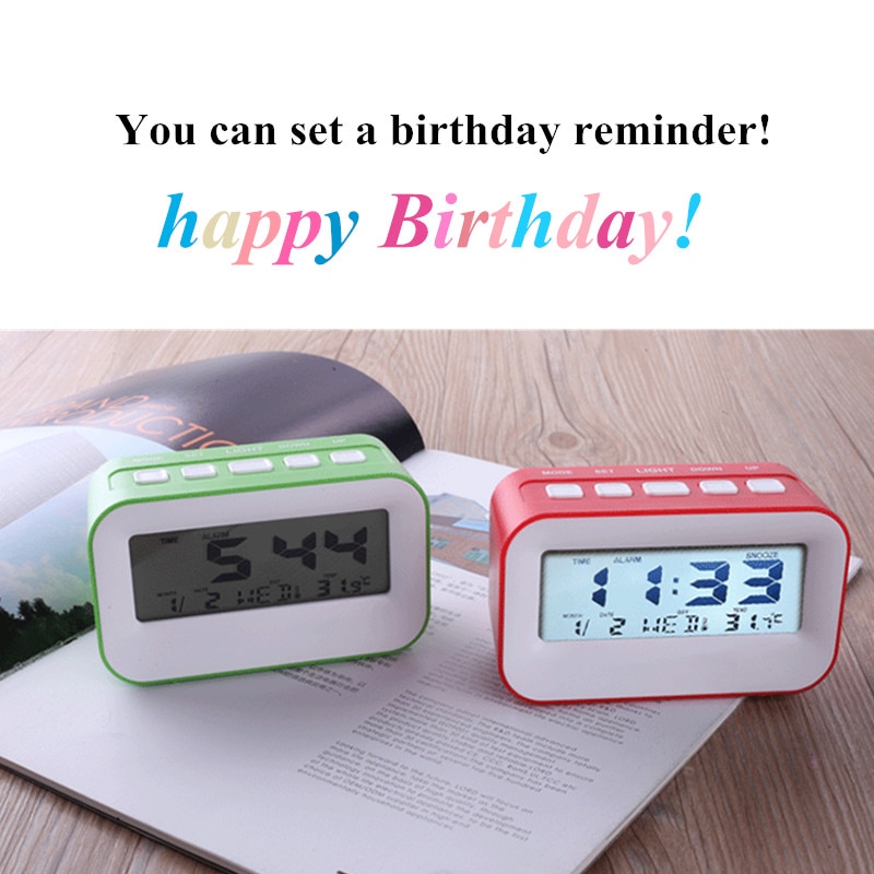 Mini Alarm Clock With Snooze Function Weather Forecast Night Light Adjustable Alarm Music Sounds Backlight Display