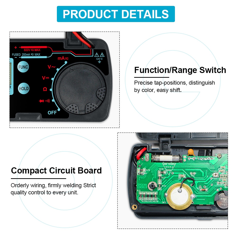 EM3082 Mini Auto Range Digital Multimeter  Tester AC DC Ammeter Voltmeter Ohm Portable Pocket Meter voltage meter