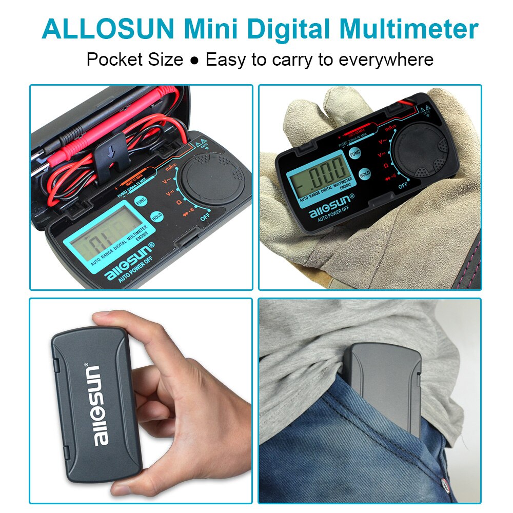 EM3082 Mini Auto Range Digital Multimeter  Tester AC DC Ammeter Voltmeter Ohm Portable Pocket Meter voltage meter