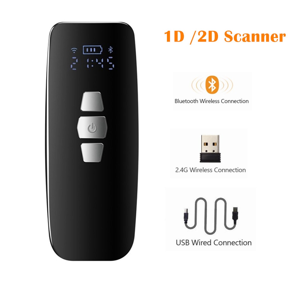 Mini Barcode Scanner Bluetooth/ 2.4G Wireless 1D 2D QR PDF417 Bar code for iPad iPhone Android Tablets PC