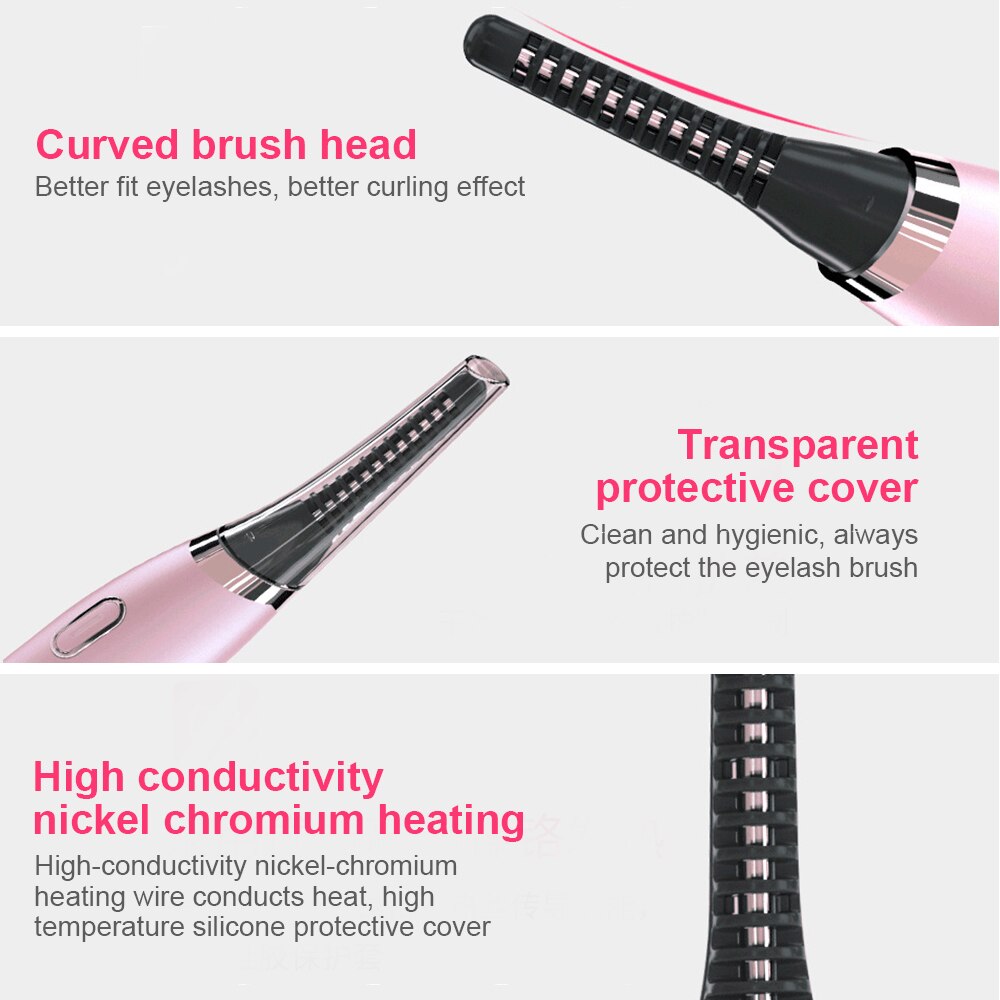 Mini Electric Heated Eyelash Curler Heated Eyelashes Makeup Eye Lashes USB Rechargeable Applicator Long Lasting Beauty Makeup
