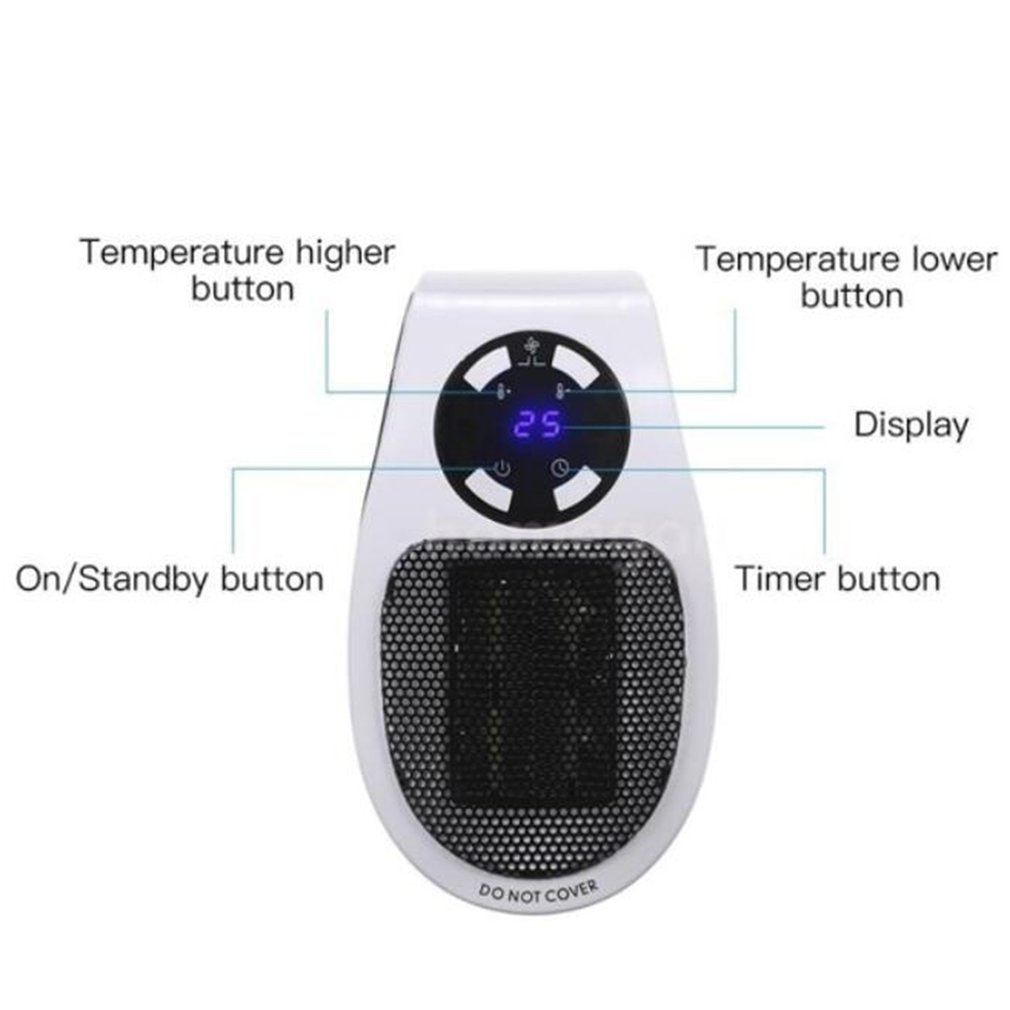 Mini Electric Heater for Room Winter Warm Timing Powerful Warm Blower Fast Heater for Office Warmer Wall-Outlet Heater Heizung