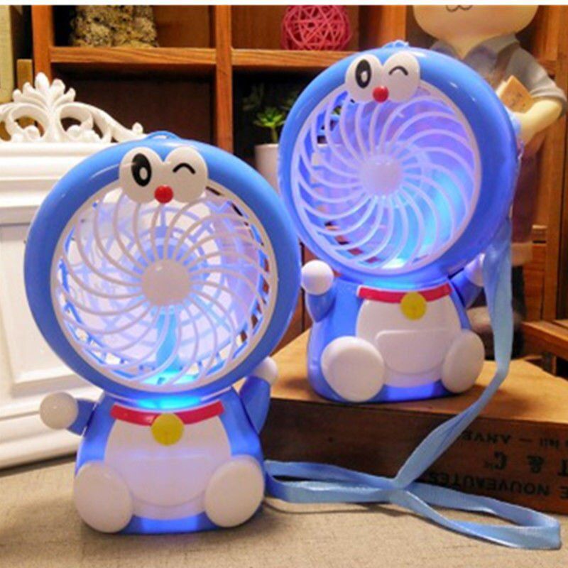 Doraemon Cute Cartoon Mini Fan Usb Charging Mute Children Hanging Neck Fan Simple and Fresh and Sweet Portable Rotary Fan